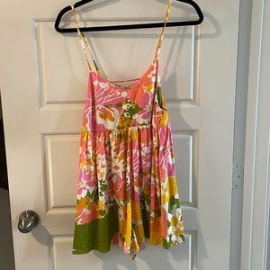 Floral Linen Romper with Pockets